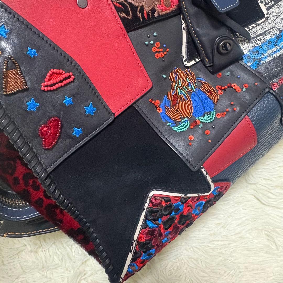 希少 COACH コーチ ローグ30 グラブタンレザー パッチワーク 2way
