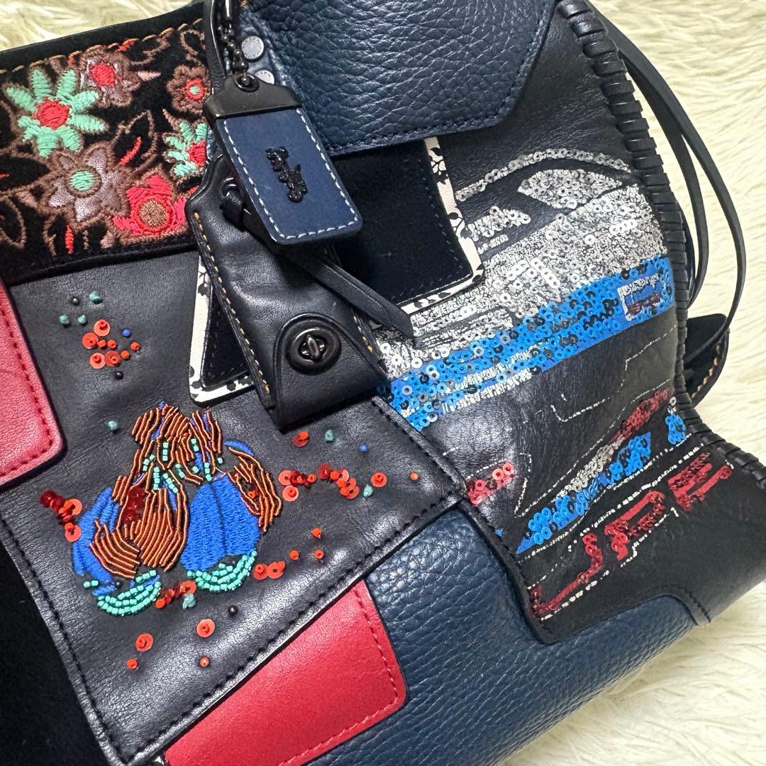 希少 COACH コーチ ローグ30 グラブタンレザー パッチワーク 2way