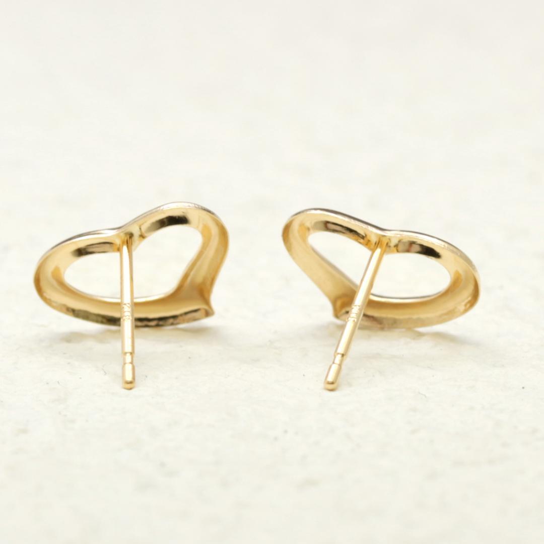 オープンハート 9.5mm(大)ピアス　K18YG　ダブルキャッチ付属