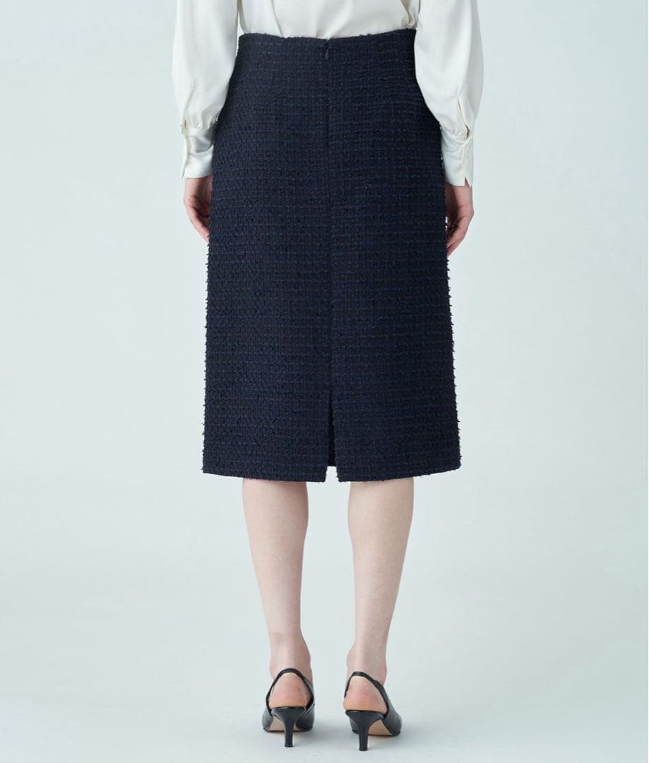 美品✨Ballsey ミックスヤーンツイード Iラインスカート　ネイビー