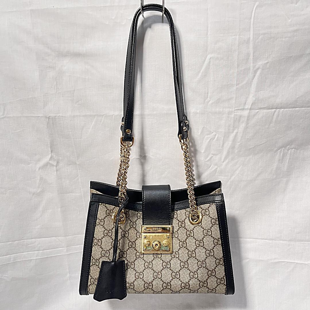 GUCCI グッチ パドロック GGスプリーム ハンドバッグ チェーンショルダー