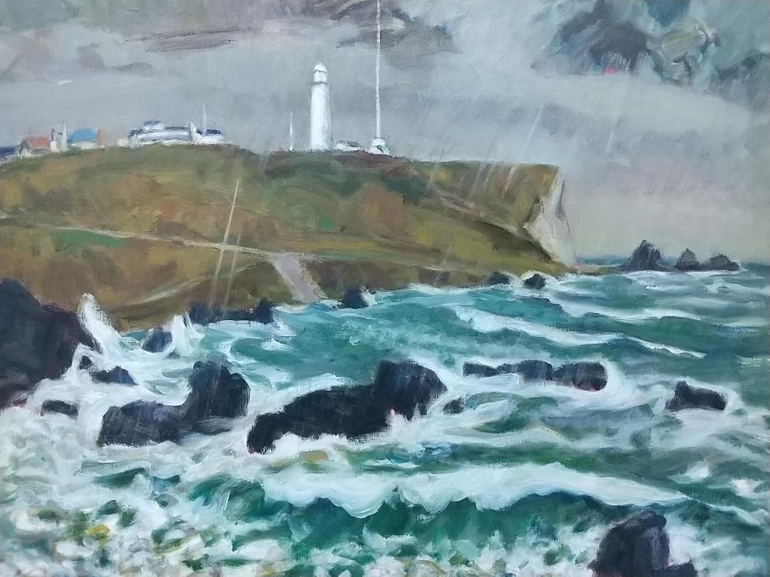 「房総秋雨」1982 F15 油彩画 油絵 絵画