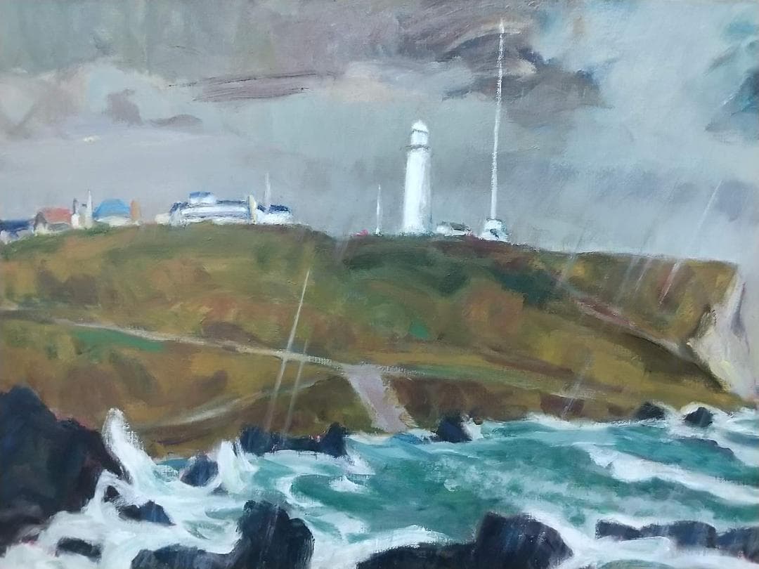 「房総秋雨」1982 F15 油彩画 油絵 絵画