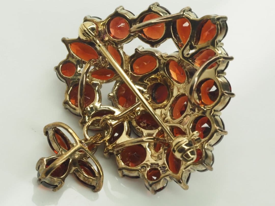 碌山 ロクザン 素敵な天然ボヘミアンガーネットブローチ&ペンダント