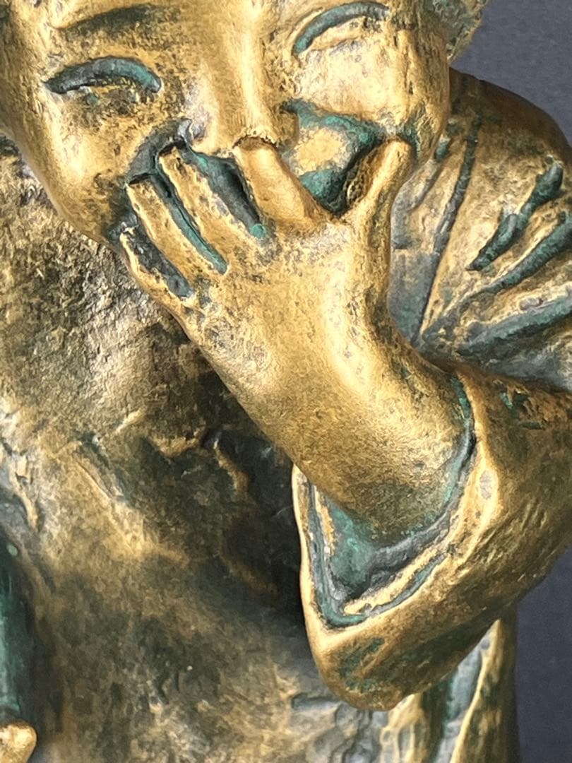 巨匠 北村西望】ブロンズ像「笑う少女」高さ32cm 共箱・刻印有 文化