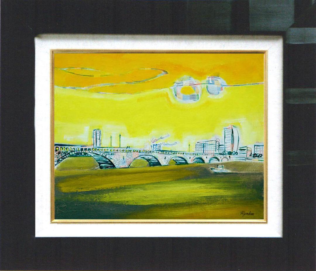 油絵 菅家令子 絵 絵画 インテリア F4-090214 風景 万代橋 新潟