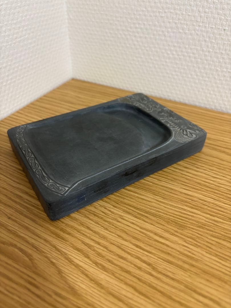 歙州魚子紋鐘様硯 書道具 古硯 唐物 中国古玩 骨董品