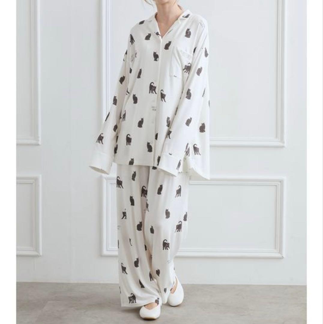 ※削除予定　新品タグ付き　ジェラートピケ　上下セット　猫柄 ルームウェア