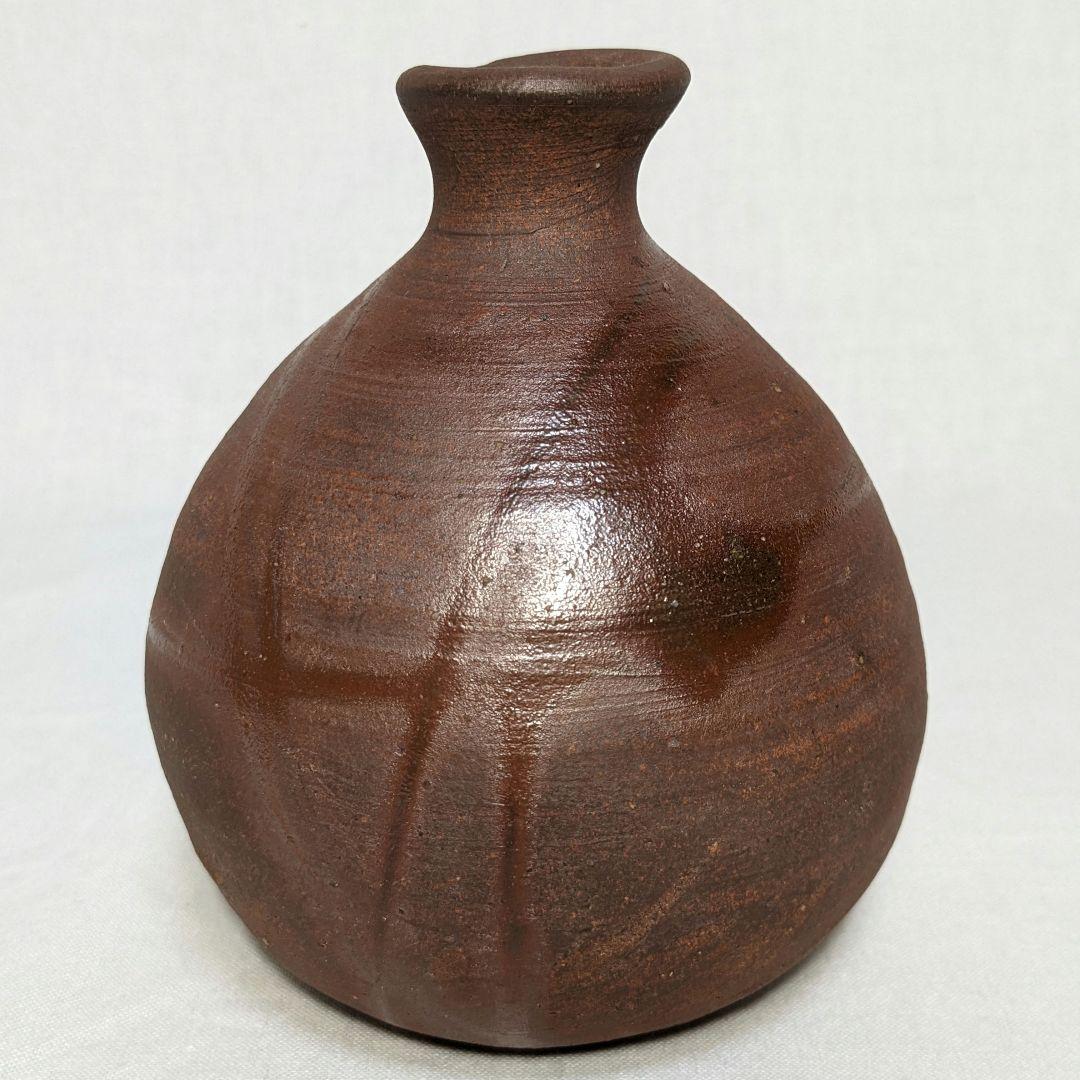 岡山県重要無形文化財 浦上善次 備前焼 緋襷徳利 共箱栞