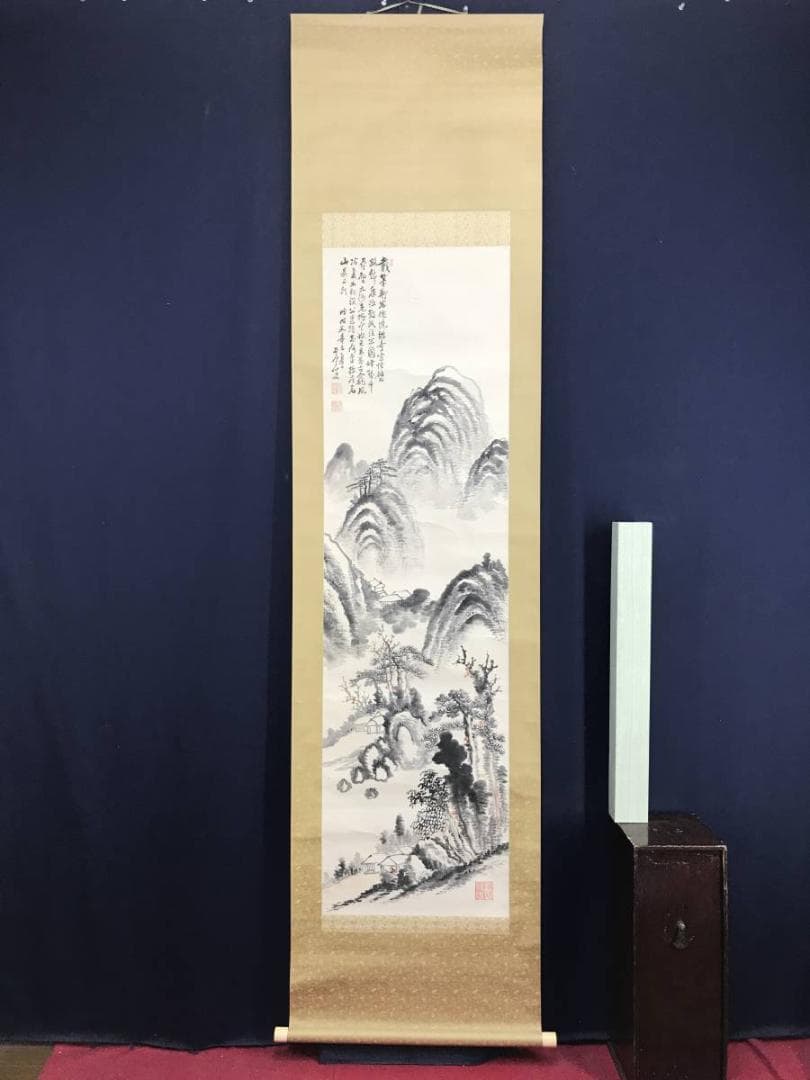 【真作】五雲/山水画賛/山水図/掛軸/名家伝来/AD-975