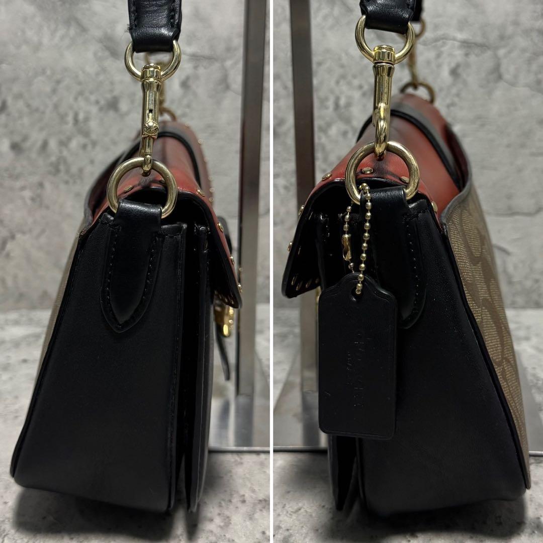 美品✨️コーチ ワンショルダーバッグ ジョージー レザー スタッズ 茶 5605