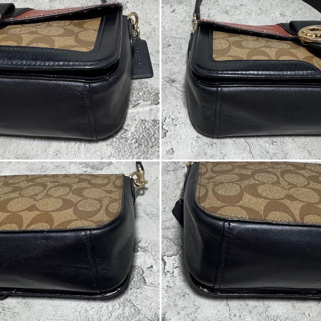 美品✨️コーチ ワンショルダーバッグ ジョージー レザー スタッズ 茶 5605