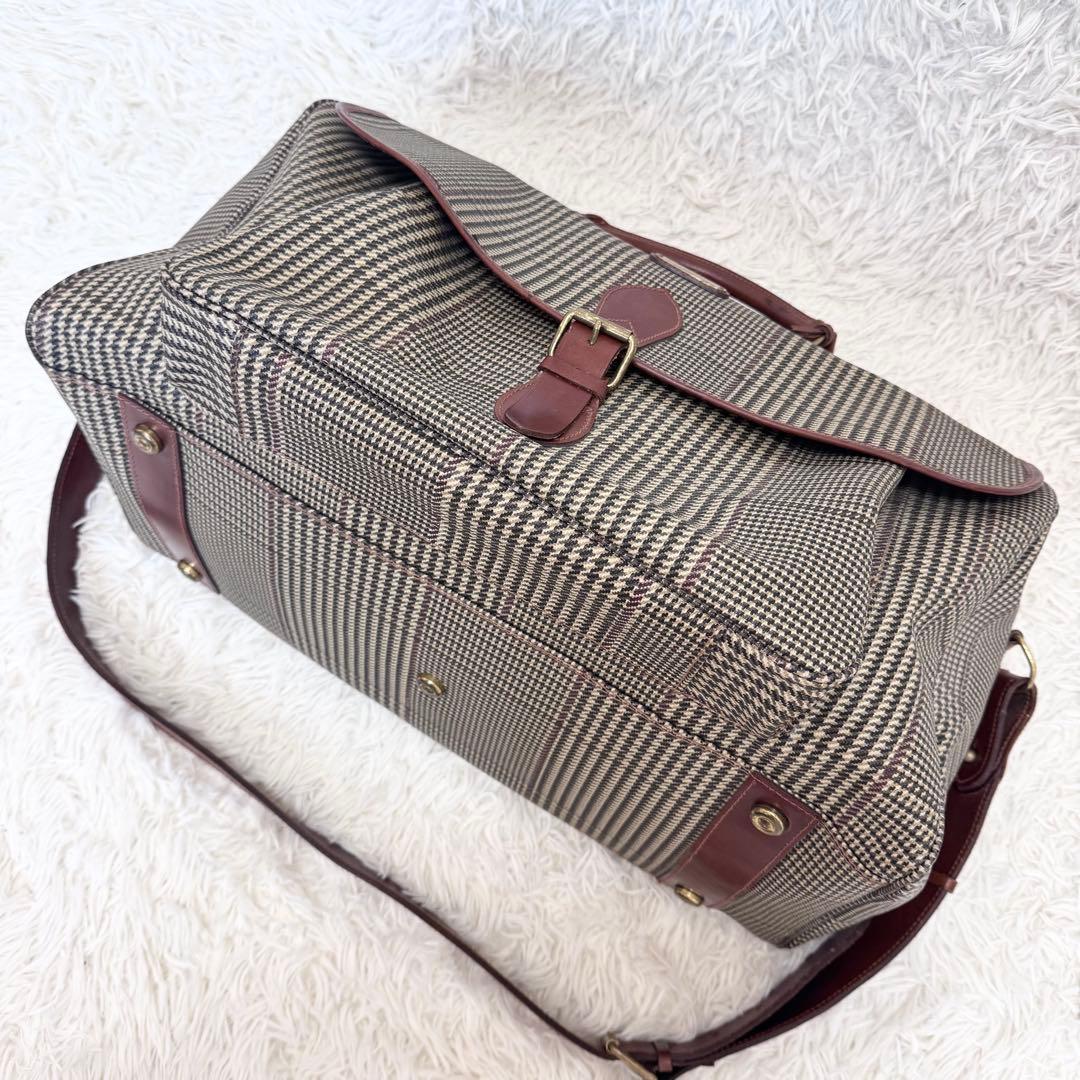 希少種】ポロラルフローレン ボストンバッグ 2way 千鳥格子柄 フラップ
