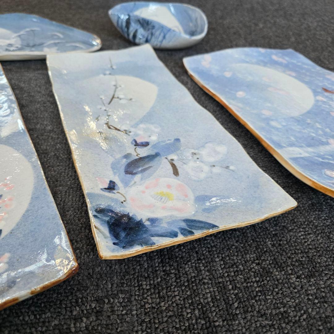 新山光哉 陶器セット プレート ボウル 桜 梅 希少