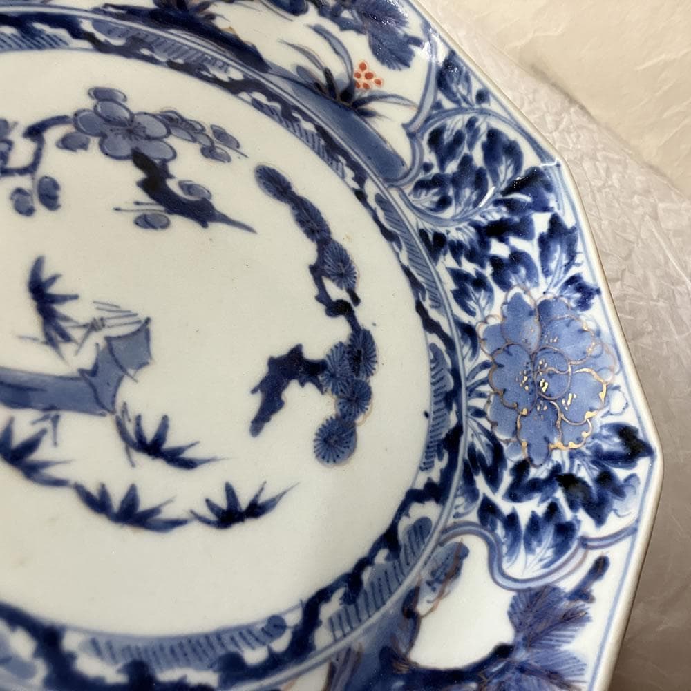 F1419 古伊万里 染付 八角皿 一枚 渦福 柿右衛門 角福 - メルカリ