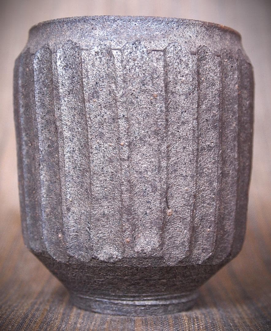 希少作★中里隆★焼き締めしのぎ文湯のみ★栞