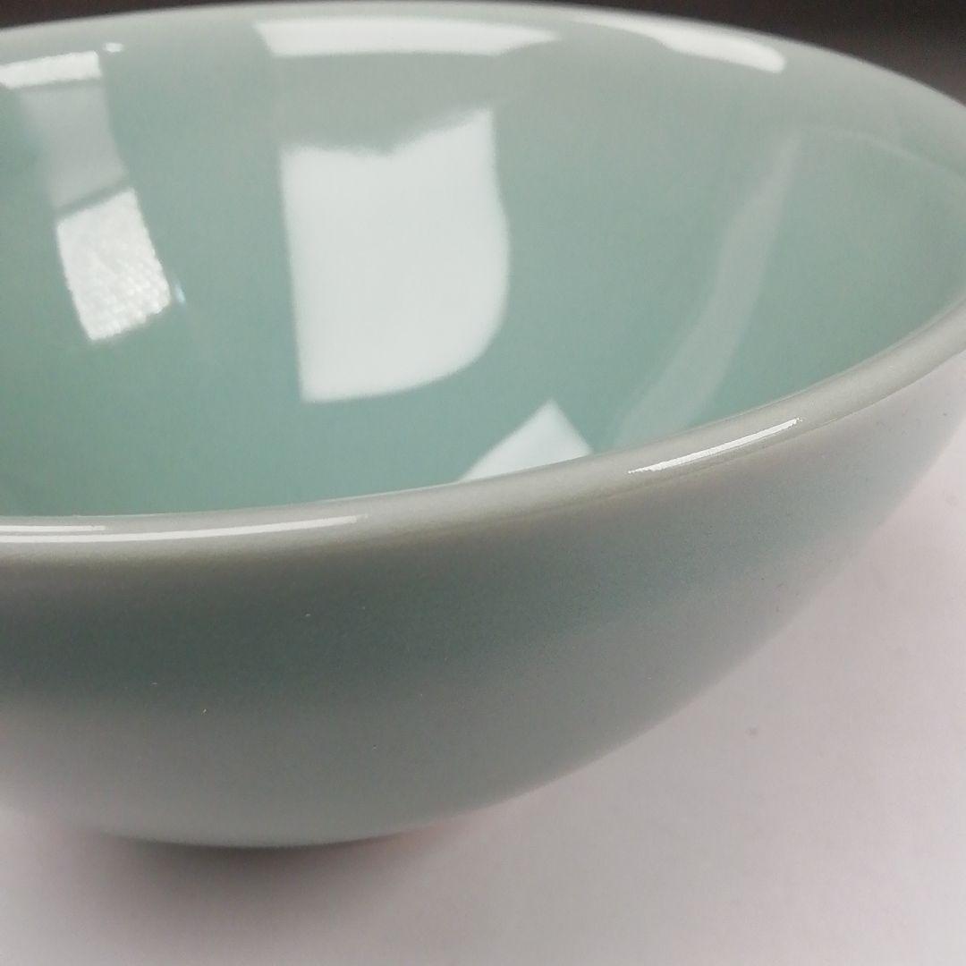 T375 茶碗 『青瓷 茶碗』『米沢久 造』 共箱 抹茶碗 茶道具