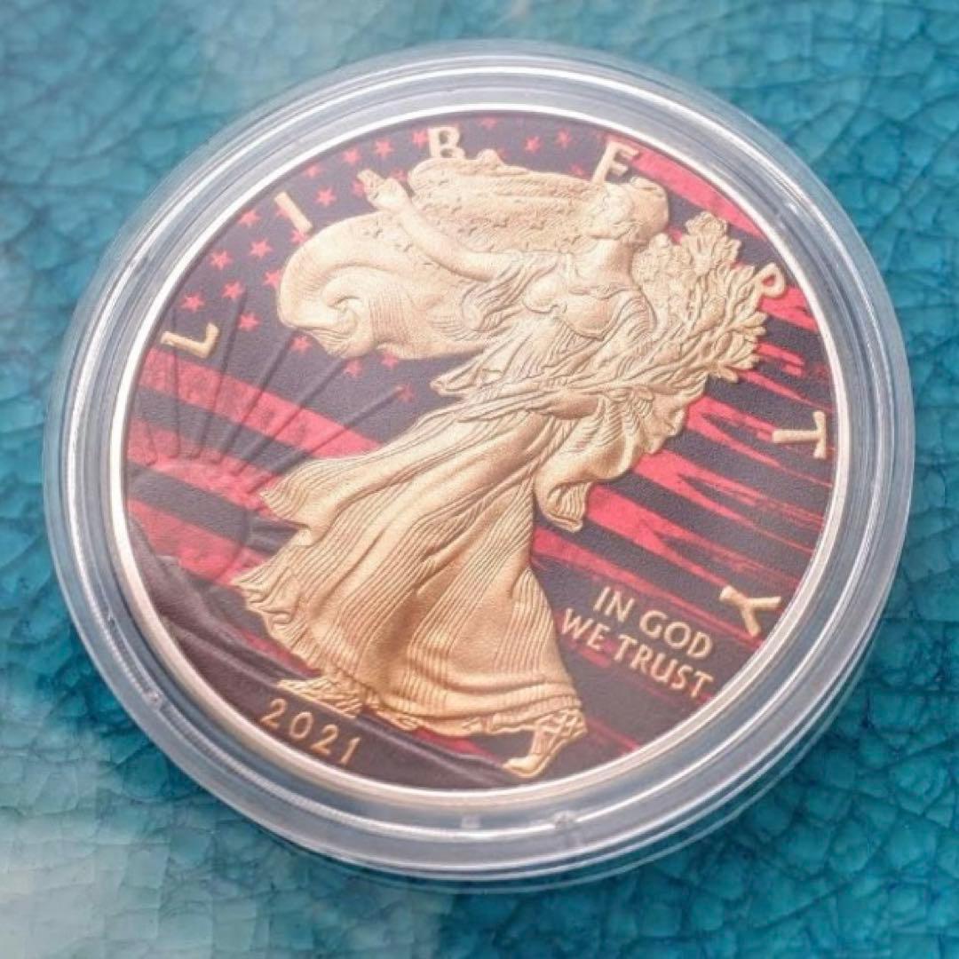【新作】2021 アメリカ イーグル リバティ レッドフラッグ 銀貨 31