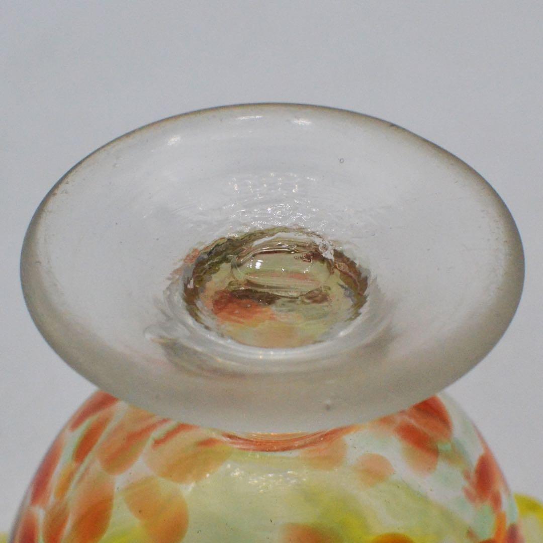 昭和レトロ 氷コップ 糸巻き 花吹雪 吹きガラス