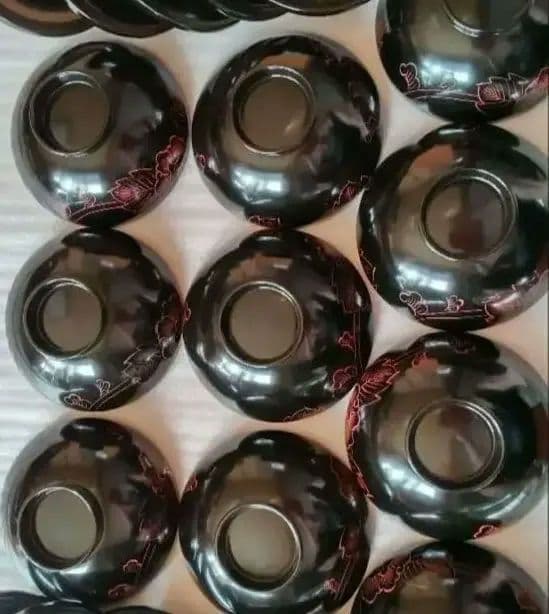 輪島塗 牡丹彫 金模様細工 木製 蓋付椀 10客 共箱