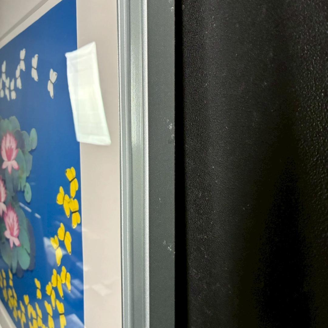 美品 平松礼二「池に舞う蝶」リトグラフ 大作 直筆サイン・印有 古径額 モネ