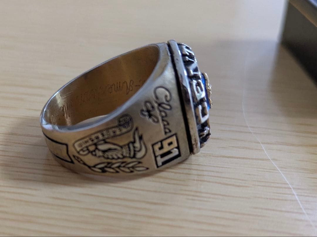 ◆激レア◆カレッジリング◆ブルー◆10金メッキ◆指輪22号◆メンズ