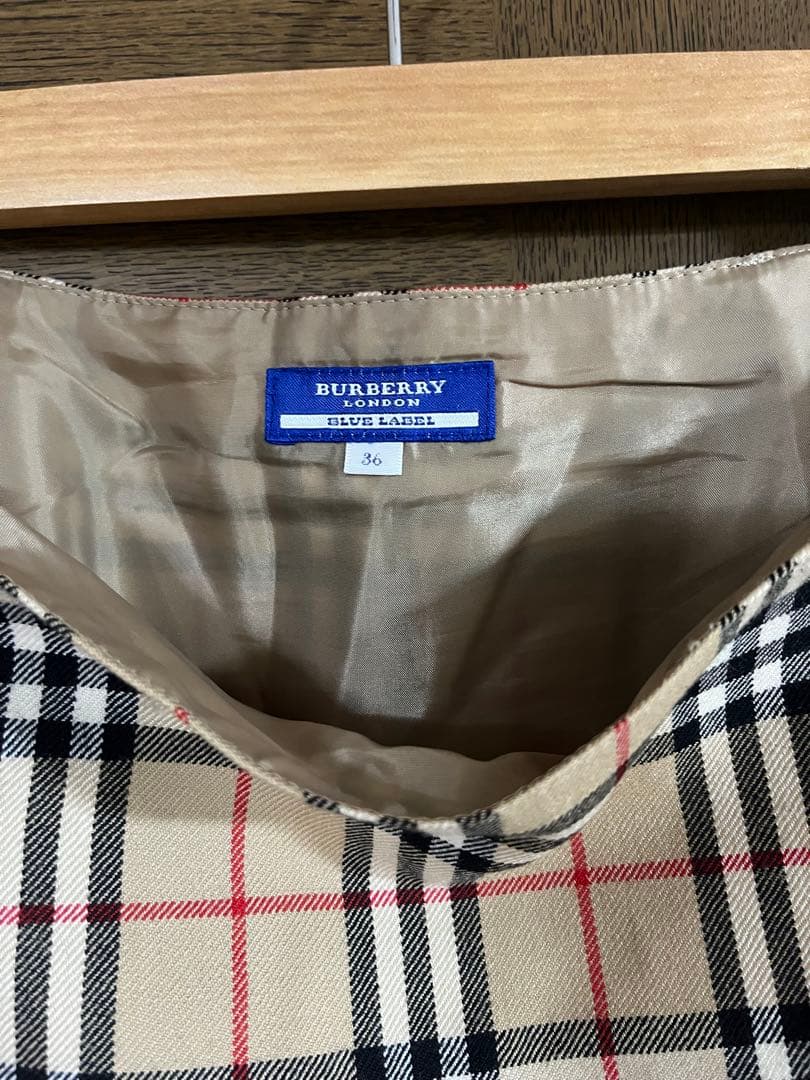 バーバリー ブルーレーベル ウール プリーツスカート ノバチェック S
