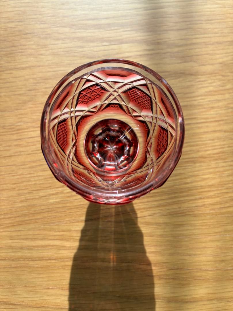 薩摩切子 薩摩びーどろ工芸 馬上杯 ぐい呑み 金茶 - メルカリ