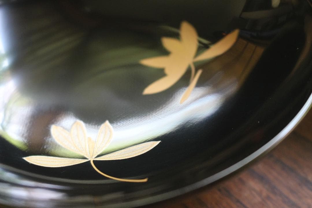 デッドストック！端正な黒漆に極上蘭蒔絵の美しいお椀2点（検輪島塗蒔絵椀雑煮椀