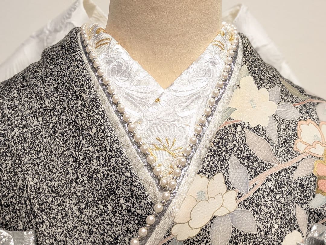 振袖フルセット 身丈171裄65 叩き染め グレー 金彩 シルバー 逸品 成人式