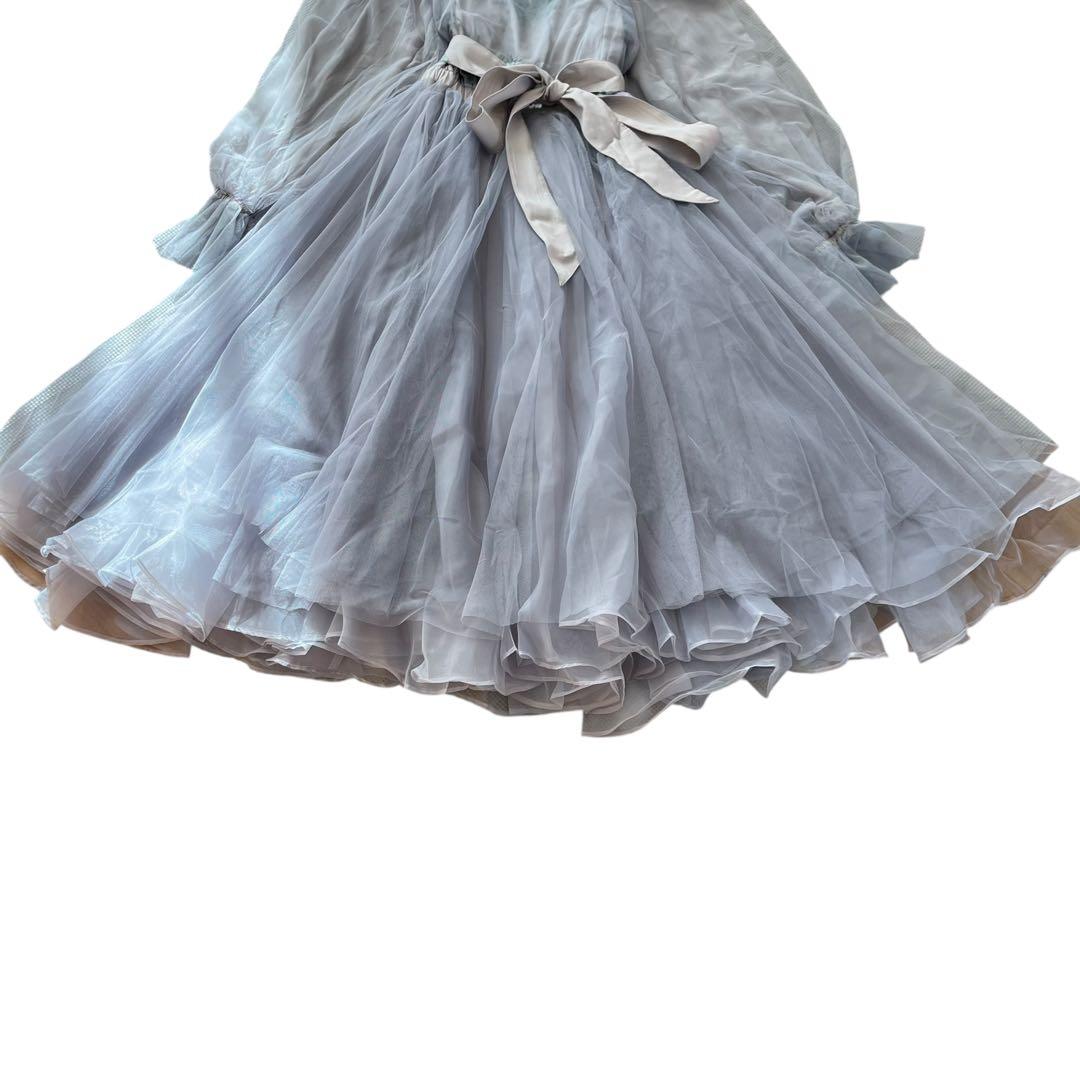 ラベルエチュード ロングワンピース チュール パーティ ウエストリボン