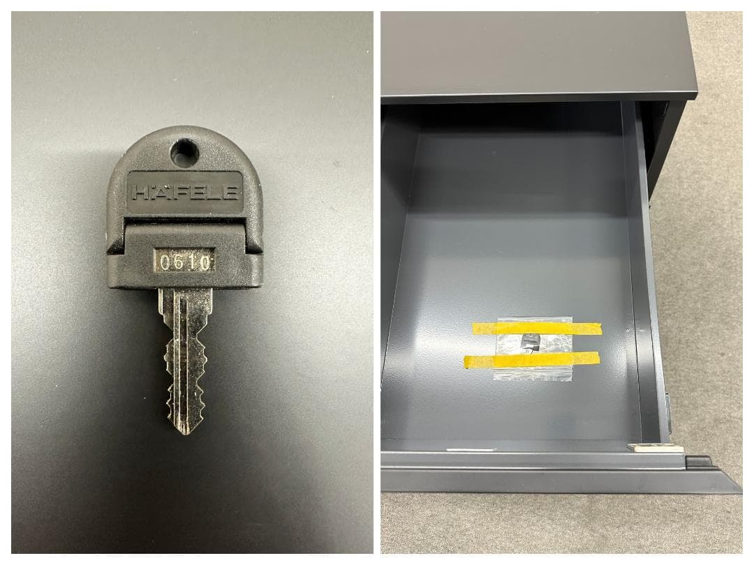 カッシーナイクスシー□AFドロアー 鍵付き 黒 デスクワゴン 袖机