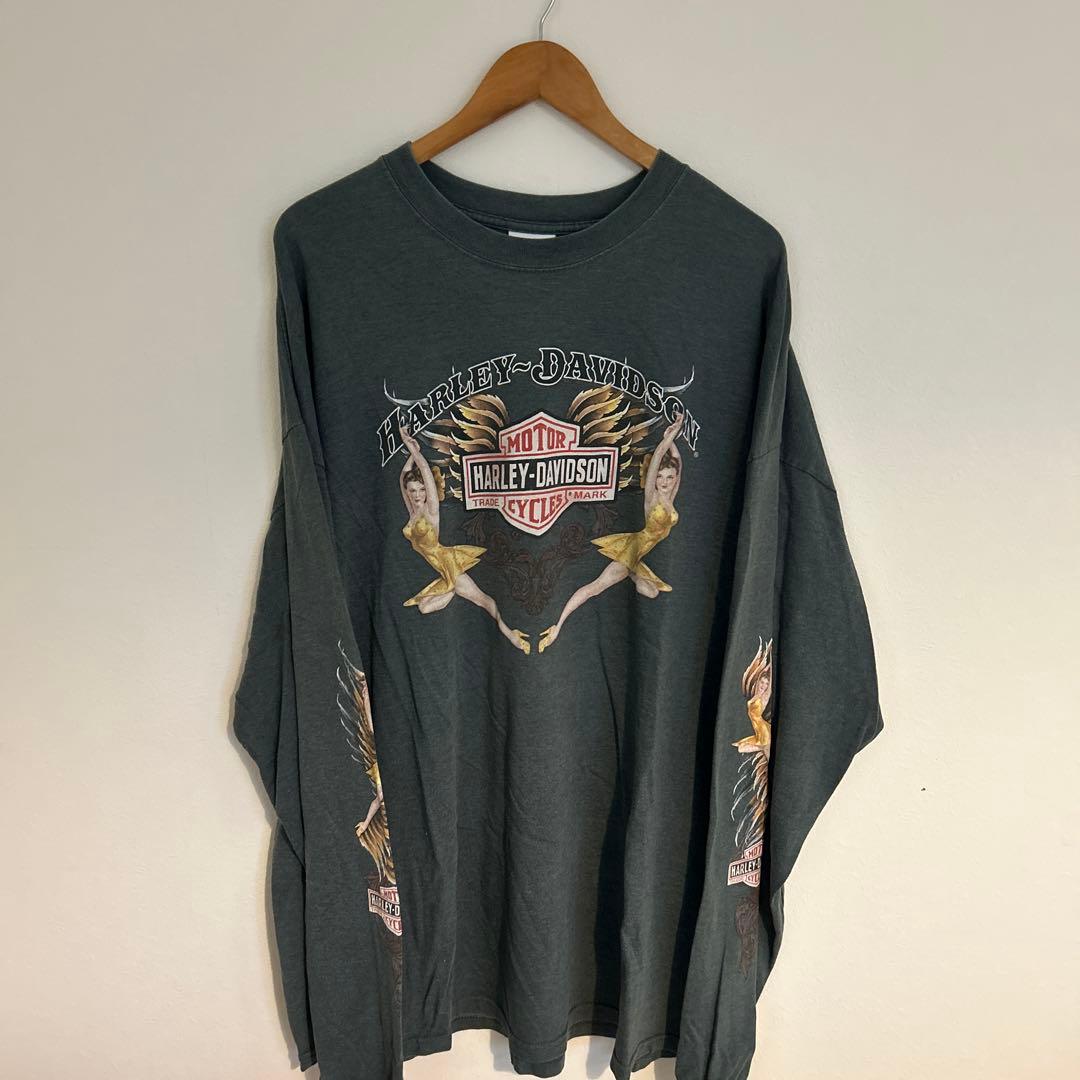 辺乃90s USA製ヴィンテージ　Harley-Davidson 袖フレイ 90s USA製ヴィンテージ Harley-Davidson 袖フレイムTシャツ 割引