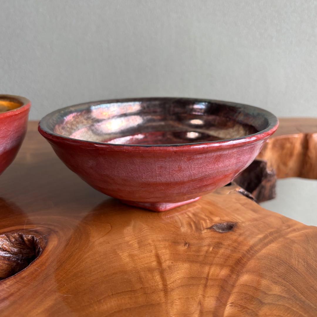 赤楽 嶋台茶碗 楽焼 松楽造 抹茶碗 茶道具 共箱 - メルカリ