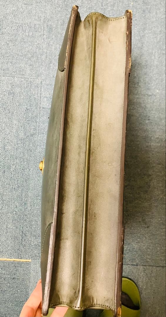 【極美品】万双 ダレスバッグ ビジネスバッグ 二つマチ ダークグリーン 深緑