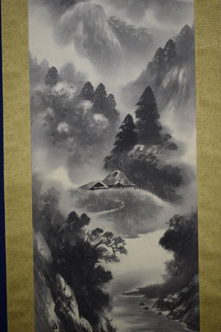 真作/國麗/山水図/布袋屋掛軸HF-518