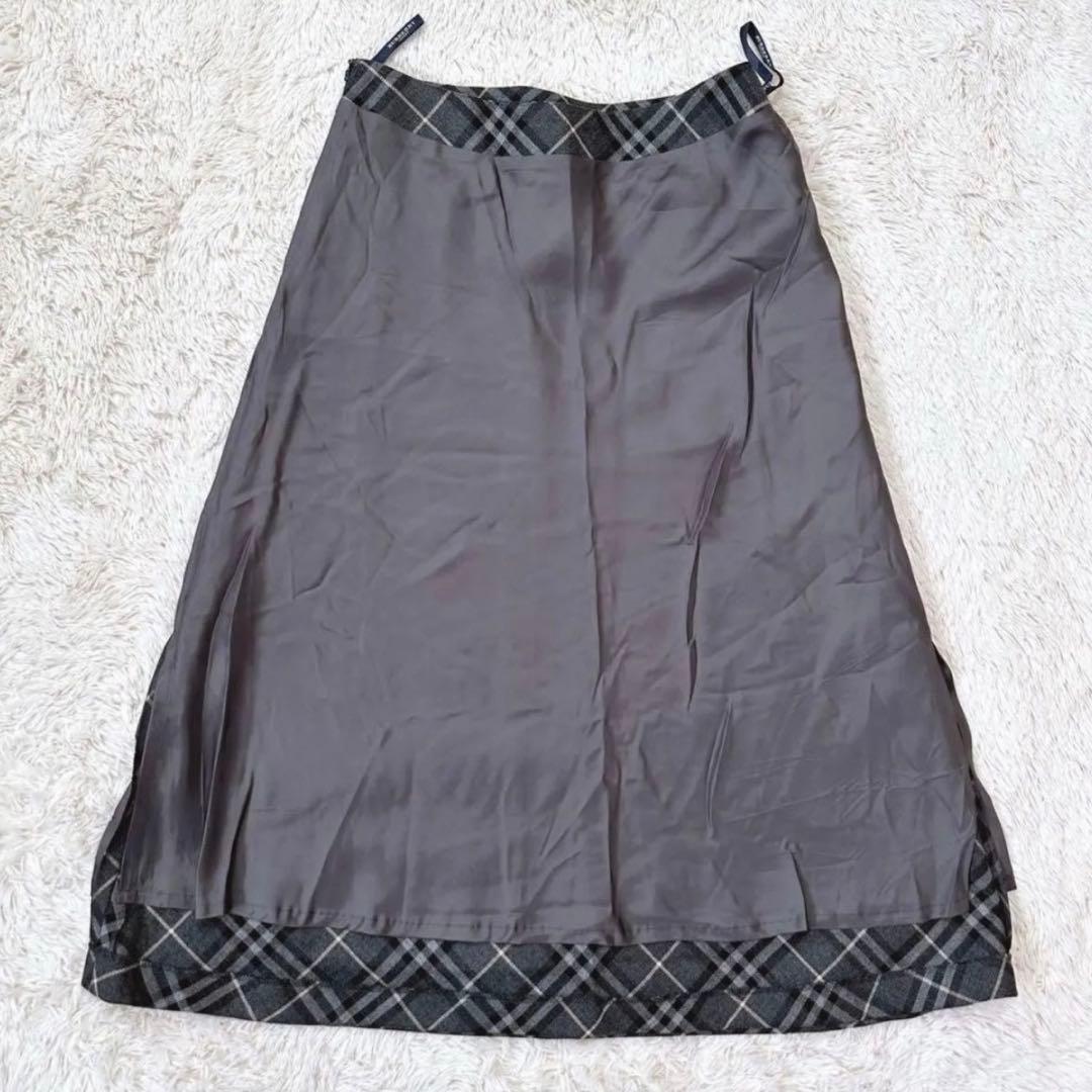 美品 バーバリーロンドン ノバチェック ミモレ丈 フレアスカート Aライン 42