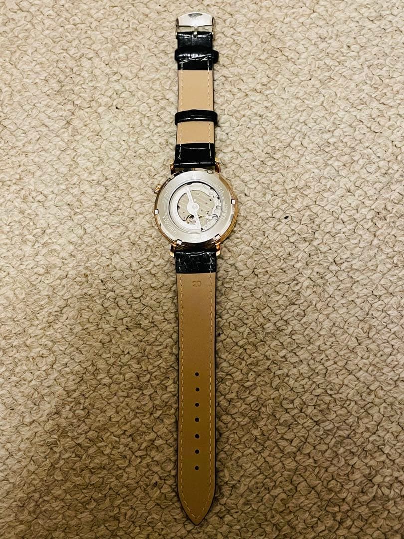 新*郎様 Bulova クラシック自動巻き ピンクゴールドブラック新品革ベルト交