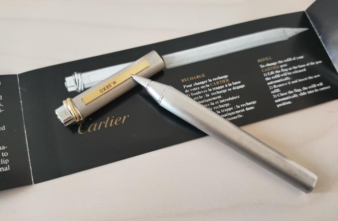 ヴィンテージ カルティエ　Cartier　トリニティ　ボールペン　シルバー　箱付
