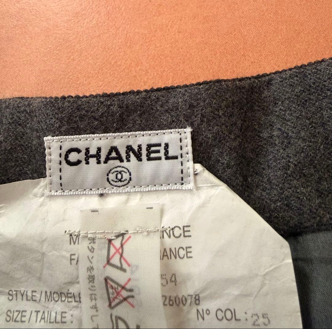 CHANEL シャネル　スカート　グレー　ブラック　カシミア