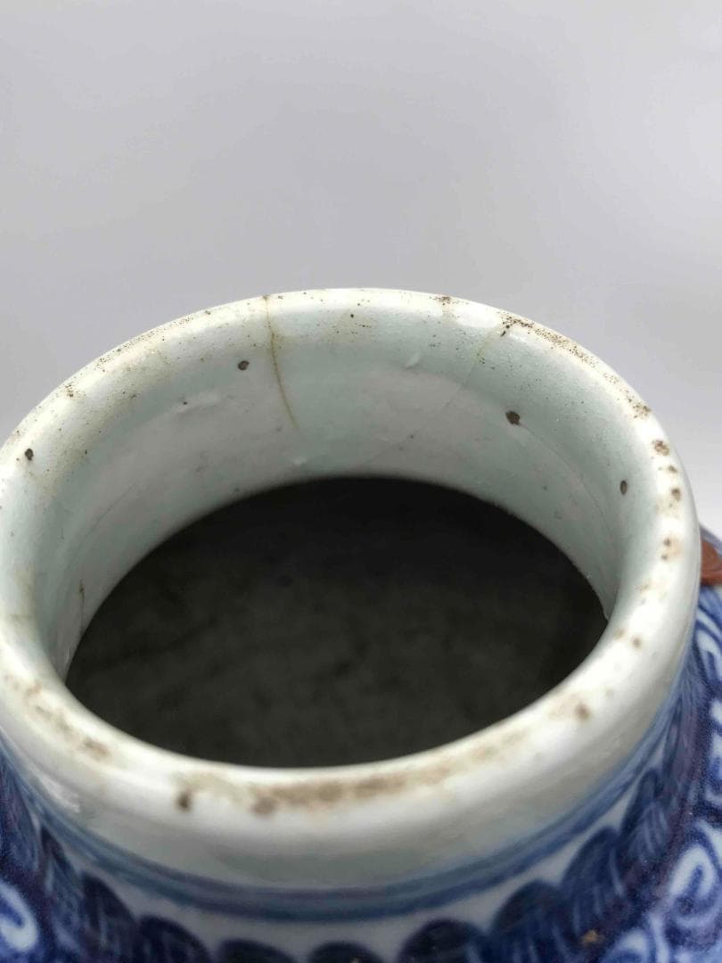 清雍正時代 染付 青花唐草花卉文梅瓶 旧家コレクション 唐物 景