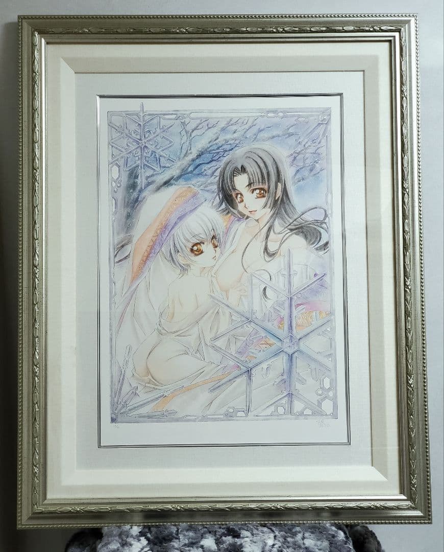 M＆I ART SYSTEM】中島敦子『舞雪乃華』直筆サイン入版画 ☆難あり