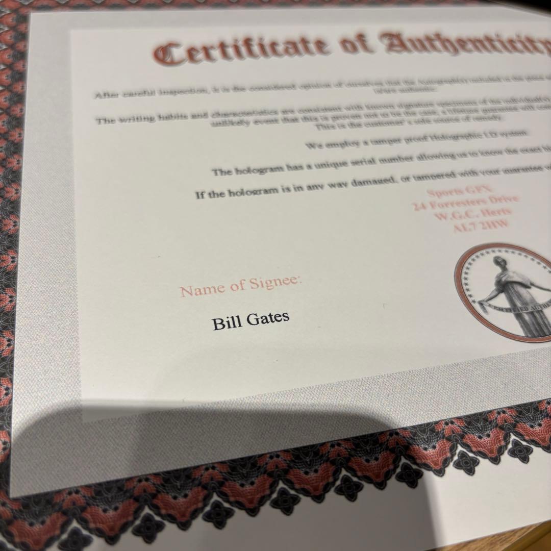 激レア】Bill Gates ビルゲイツ 直筆サイン 写真 証明書付き - メルカリ