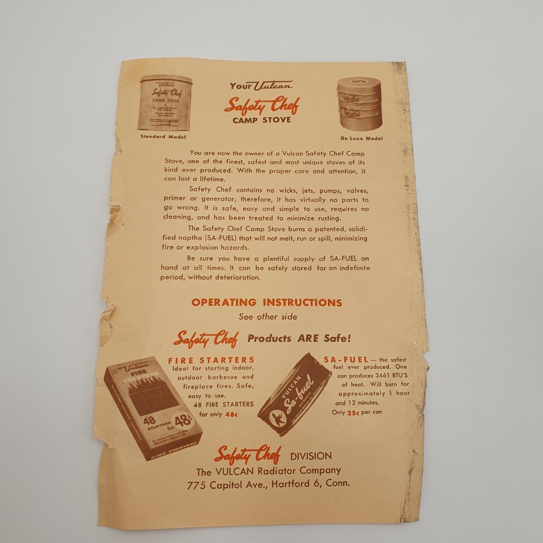 Vulcan Safety Chef Camp Stove バルカン　ストーブ