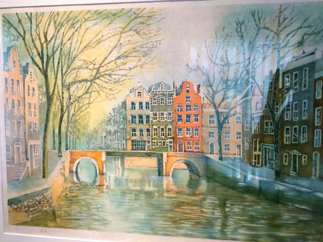 【真作保証、特価】リトグラフ　マイケル　ケルベラ、百貨店シ−ル