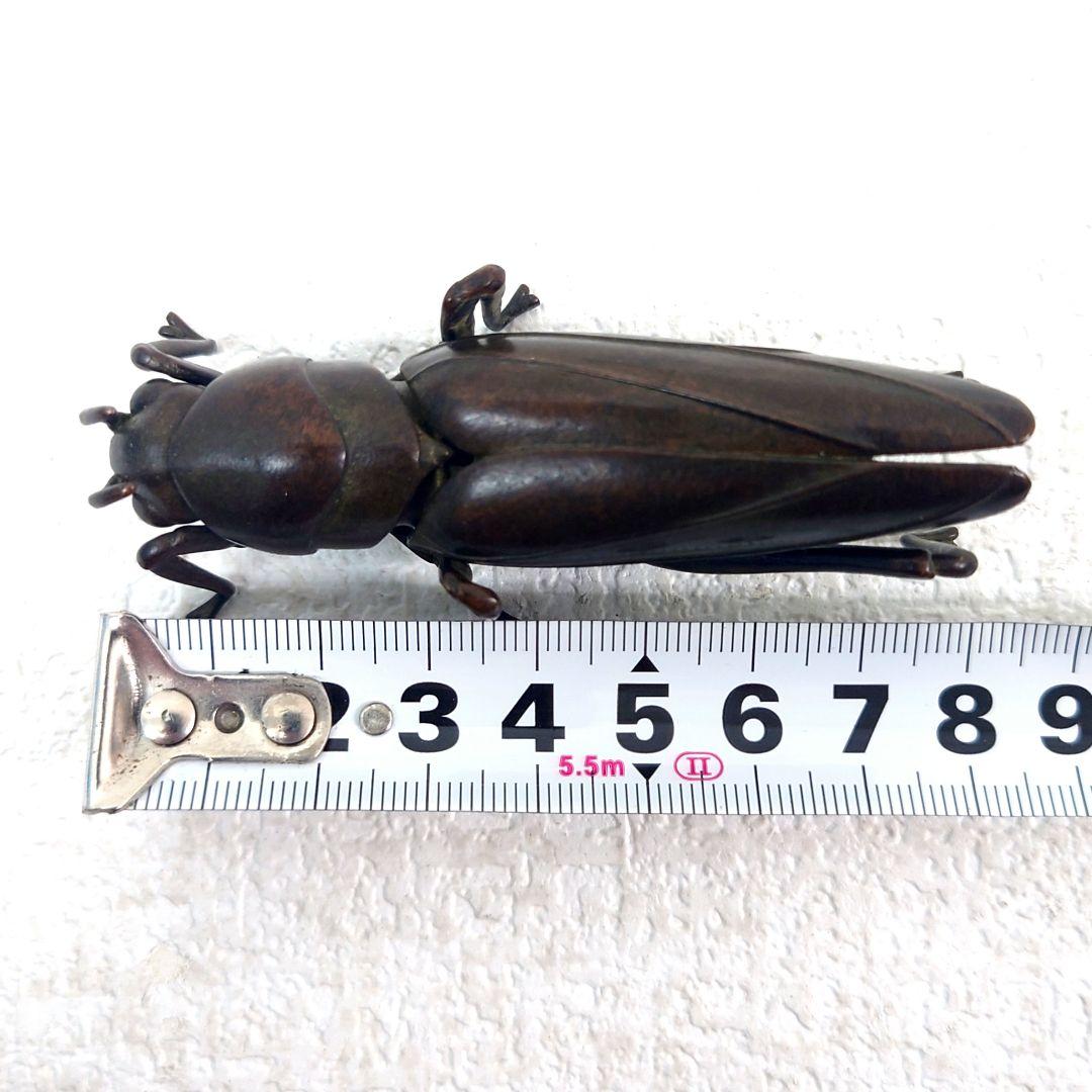 M0112I1 自在置物 銅製 螻蛄 おけら 銅製置物 銅虫作 置物 オブジェ