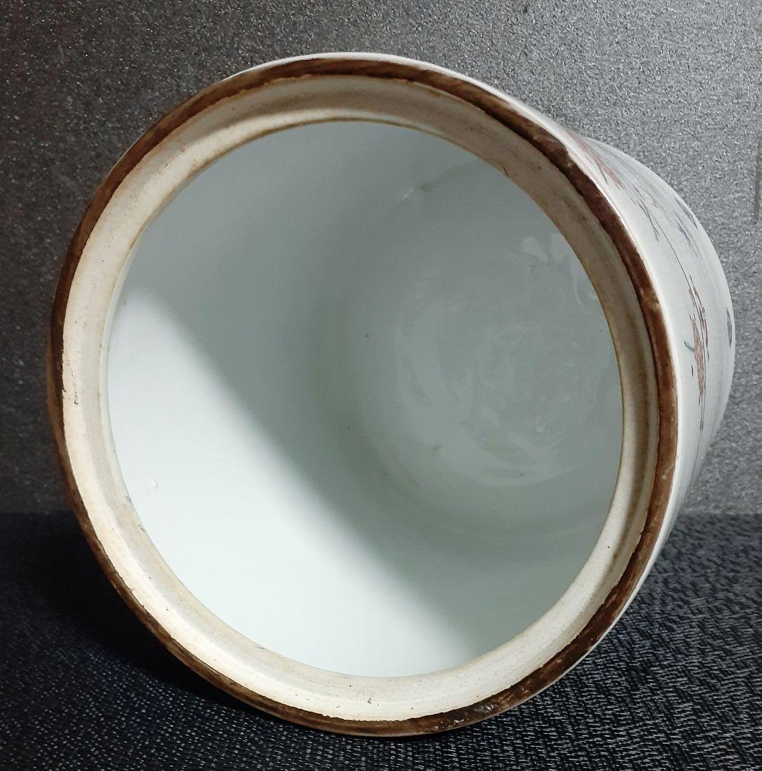 明治時代～大正時代ころ　錦手　【柿右衛門手】　梅に鶯　生垣図　水指　茶道具　茶器