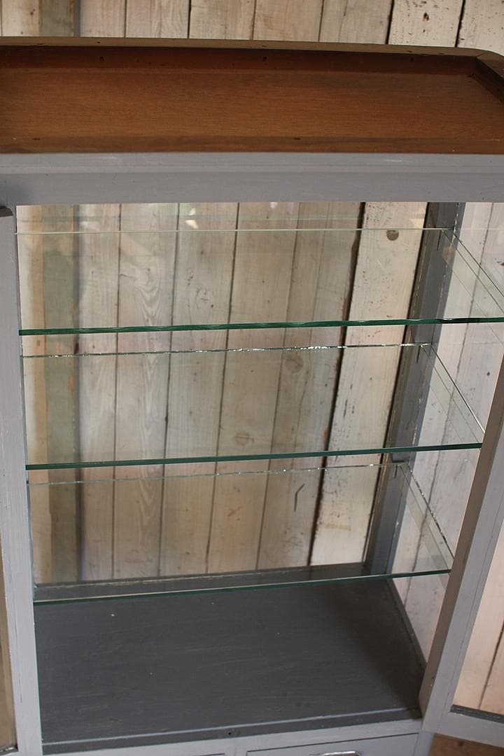 古い木枠ガラスケース ケビント ドクターキャビネット 古い木枠ガラス