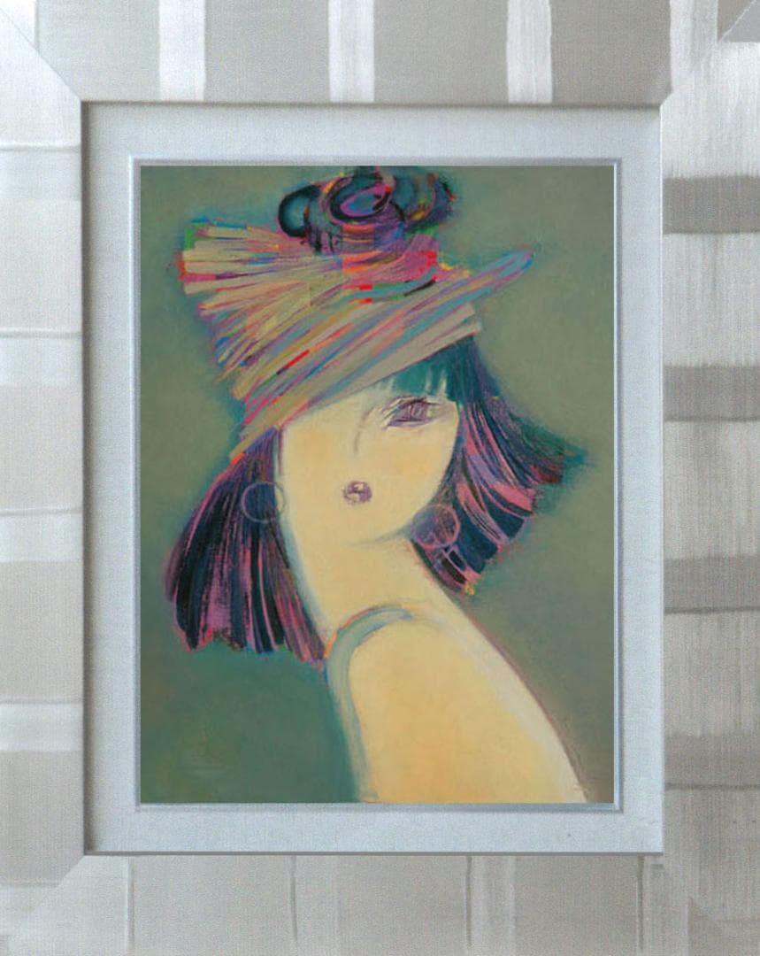 油絵 絵 絵画 インテリア 額付(黒) F4-051613 人物 女性像