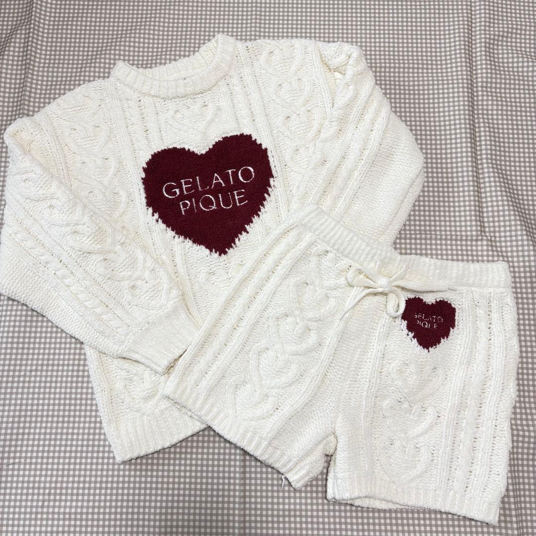GELATO PIQUE ルームウェア ハートアランプルオーバー&ショートパンツ
